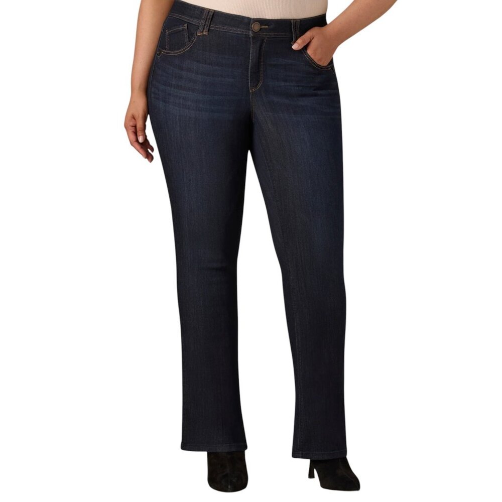 WIT & WISDOM Women’s NEW Brittany‎ Mid-Rise Itty Bitty Boot Indigo | Size 24W